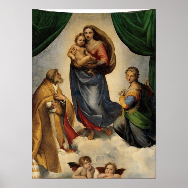 Poster Raphael - La Vierge Sixtine (Devant)