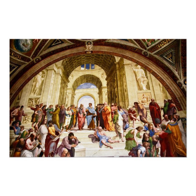 Poster Raphael, L'École d'Athènes (1509) (Devant)