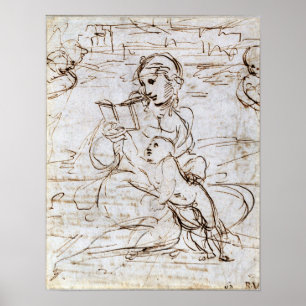 Poster Raphael - Lire Madonna Et Enfant Dans Un Landscap.