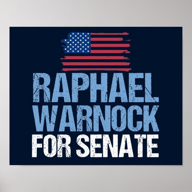Poster Raphael Warnock pour les élections sénatoriales en (Devant)