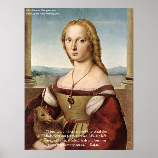 Poster Raphael Woman with Unicorn & Raphael Citation Post (Devant)