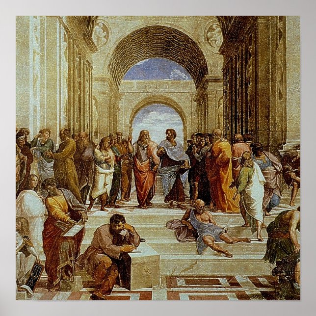 Poster Raphael's "The School of Athens" Détail vers 1511 (Devant)