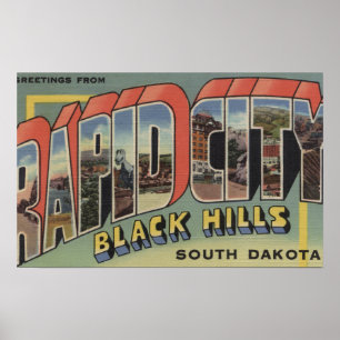 Poster Rapid City, Dakota du Sud - Scènes de grandes lett