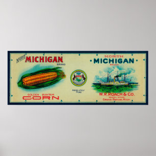Poster Rapide du nord de LabelGrand de maïs du Michigan,