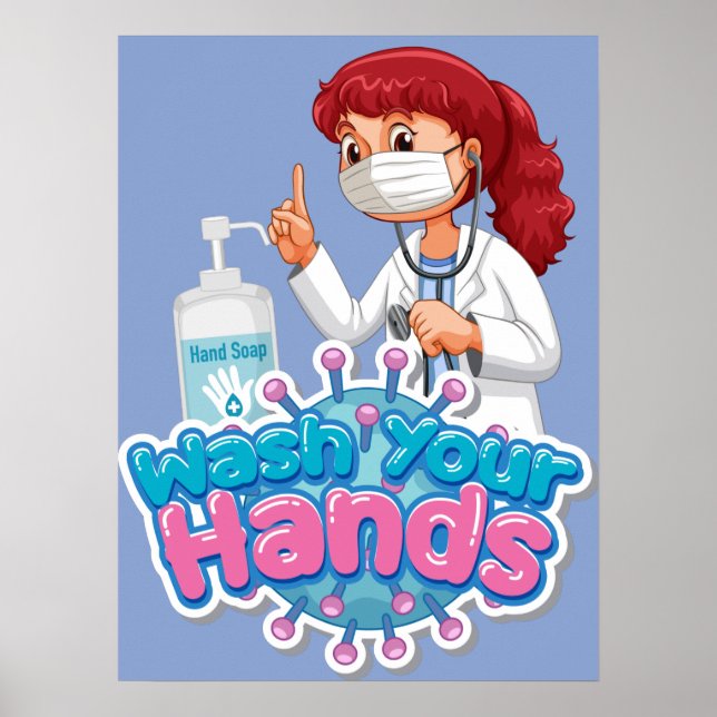 Poster Rappel de l'école Lavez vos mains (Devant)