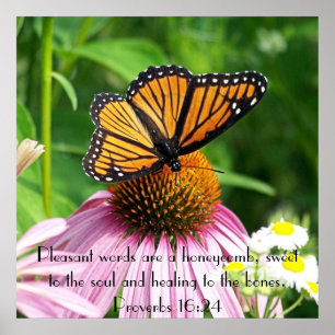 Poster rappel de vers de bible de proverbes de fleur de
