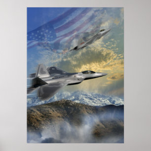 POSTER RAPTEURS SUR LE JET AMÉRICAIN F22