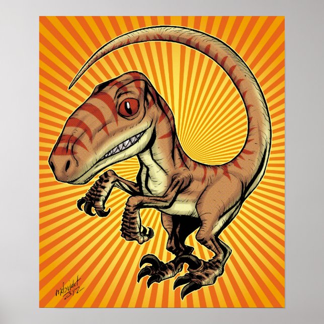 Poster Raptor Dinosaur de Velociraptor par Marco D Carill (Devant)