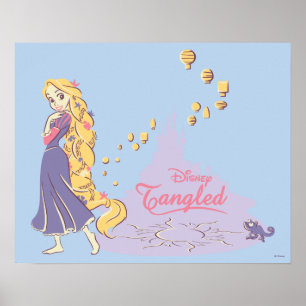 Poster Rapunzel & Pascal en violet