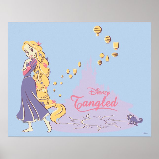 Poster Rapunzel & Pascal en violet (Devant)