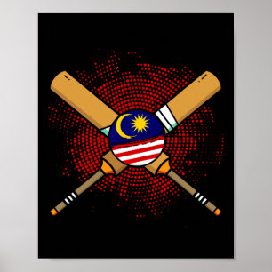 Poster Raquette de cricket malaisienne et drapeau Ll de M