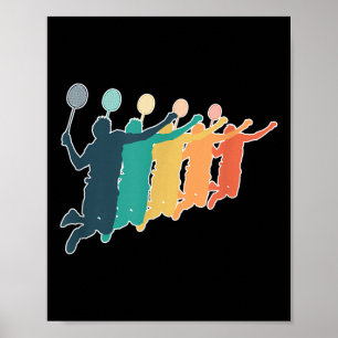 Poster Raquette rétro de Badminton