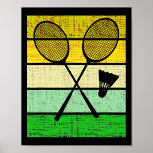 Poster Raquettes De Badminton Rétro Et Navette Badminton 