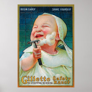Poster Rasoir de sécurité de Gillette - commencez le