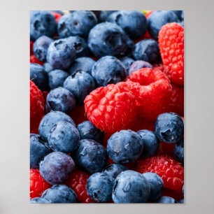 Poster Raspberries et Blueberries