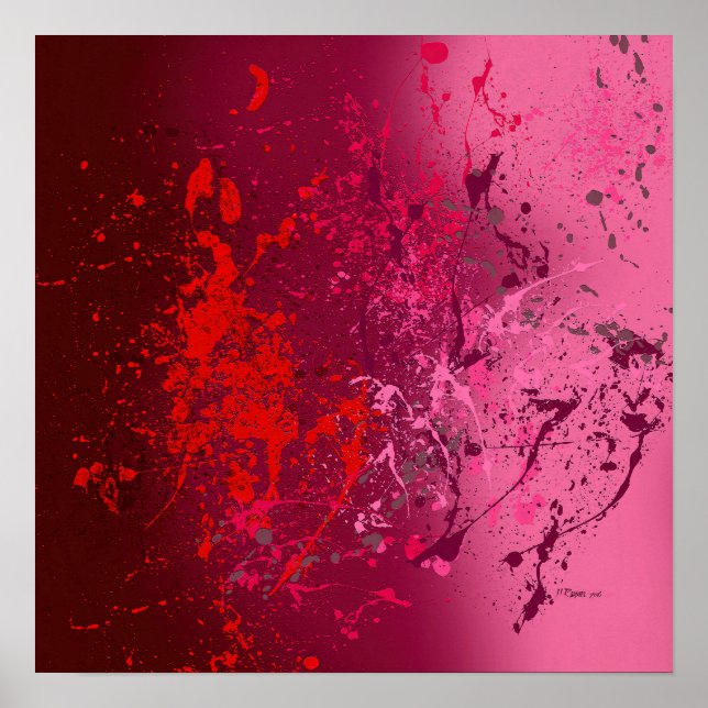 Poster Raspberry Flurry: Abstract spatter art (Devant)