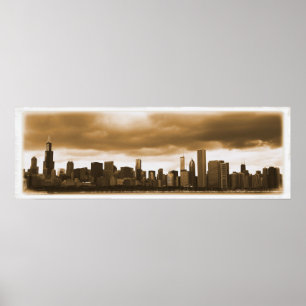 Poster Rassemblement des nuages de tempête - Chicago Skyl
