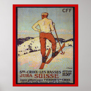 Poster Rasses vintages de les de St Croix de ski, Jura