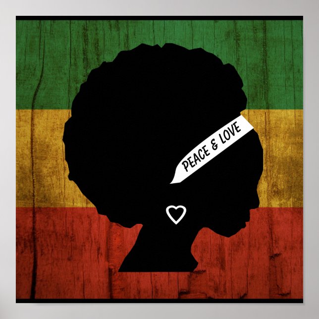Poster Rasta Femme Paix & Amour (Devant)
