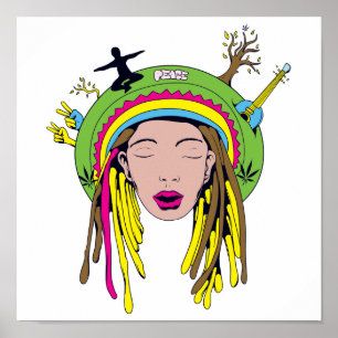 Poster rasta hippie babe