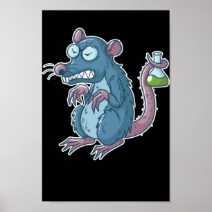 Poster Rat de laboratoire contenant des produits chimique
