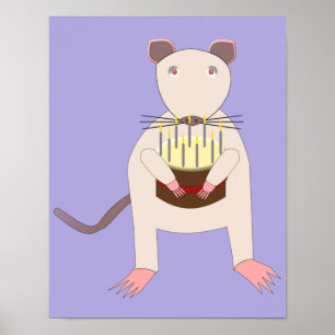 Poster Rat de Siamese avec gâteau d'anniversaire
