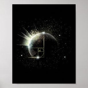 Poster Ratio d'Or Fibonacci Prof de Maths Spirale Espace 