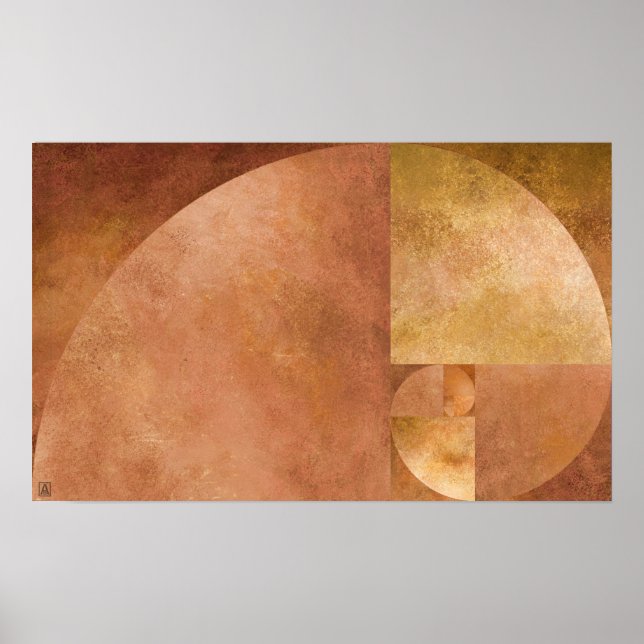 Poster Ratio d'or, spirale de Fibonacci (Devant)