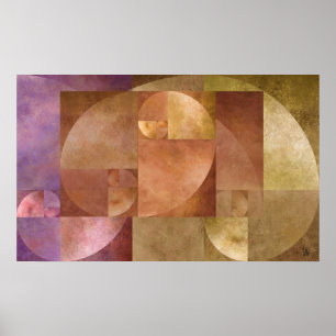 Poster Ratio d'or, spirale de Fibonacci