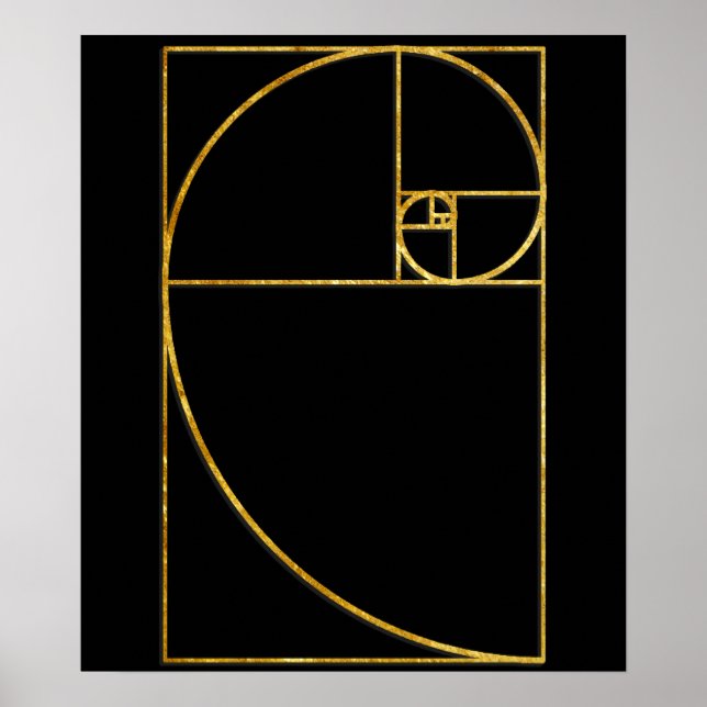 Poster Ratio d'or Spirale Sacrée Fibonacci (Devant)