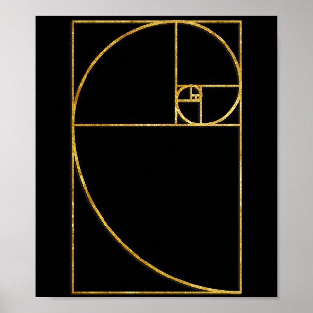 Poster Ratio d'or Spirale Sacrée Fibonacci (Devant)