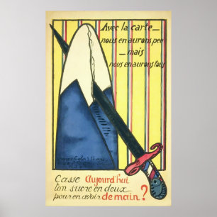 Poster Rationalisation du sucre ~ Vintage France Guerre m