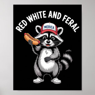 Poster Raton laveur 4 juillet tout-petit garçons rouge bl