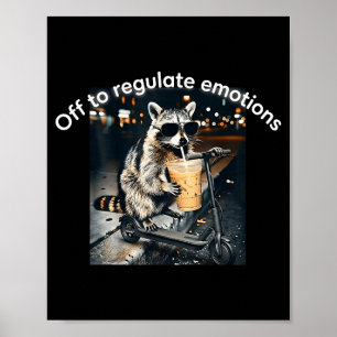 Poster Raton laveur buvant un café glacé drôle pour se ré