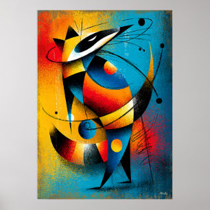 Poster Raton laveur cosmique – Murale géométrique abstrai