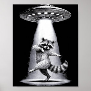Poster Raton laveur extraterrestre effectue une danse rid