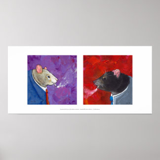 Poster Rats en costume d'affaires fumer cigarettes plaisi