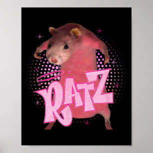 Poster Ratz Fun Pink Souris Rat Mème Hommes Femmes Hallow