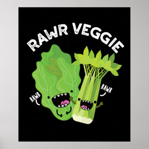 Poster Rawer Veggie Funny Food Pun Dark BG