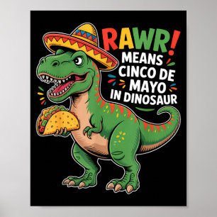 Poster Rawr signifie Cinco De Mayo en dinosaure garçons T