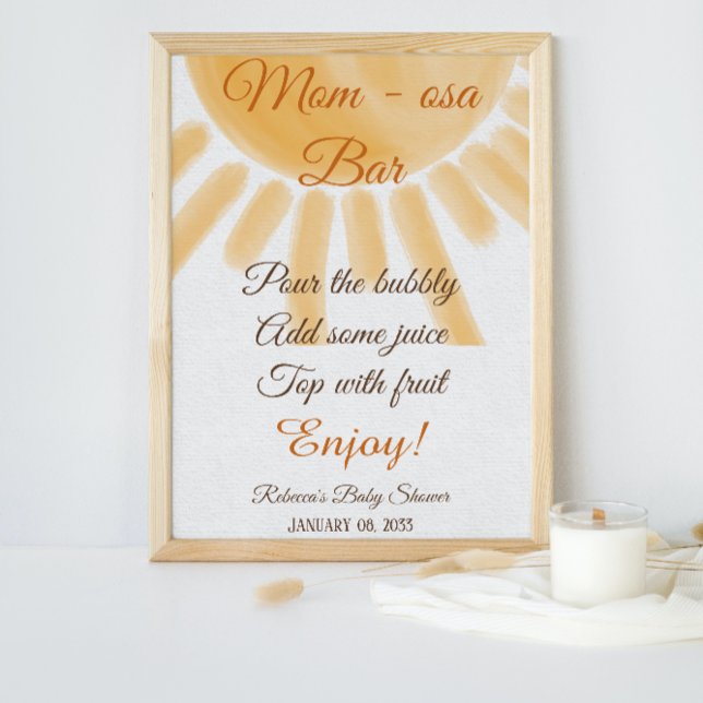 Poster Ray of Sun Theme Sunshine Baby shower Maman osa ba (Créateur téléchargé)