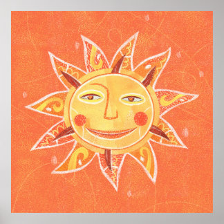 Poster Ray Play Smiling Orange Sun Art