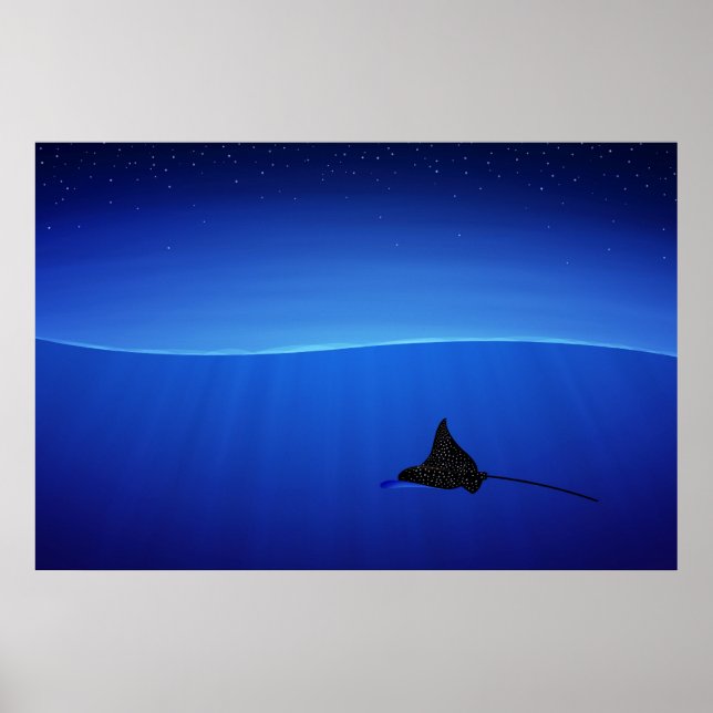 Poster Rayon d'aigle tacheté, Aetobatus narinari (Devant)