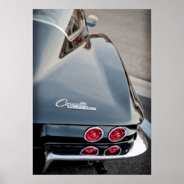 Poster Rayon de pose de corvette noire 1963 (Devant)