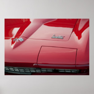 Poster Rayon de pose de corvette rouge 1966