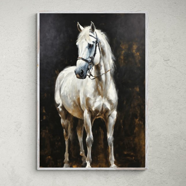 Poster Rayonnement gracieux : Élégant Cheval Blanc (Créateur téléchargé)