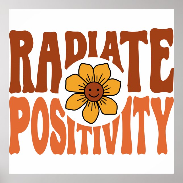 Poster Rayonner de positivité Fleur rétro Smiley (Devant)