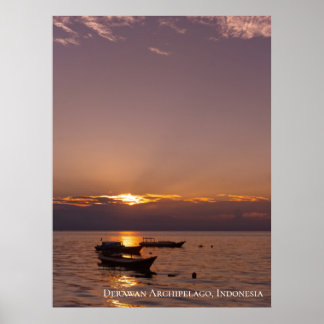 Poster Rayons de soleil couchant Bateaux flottants Mer Cr