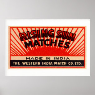 Poster Rayons de soleil India Allumettes Étiquette de boî