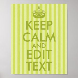 Poster Rayure Vert Citron Gardez votre calme et modifiez